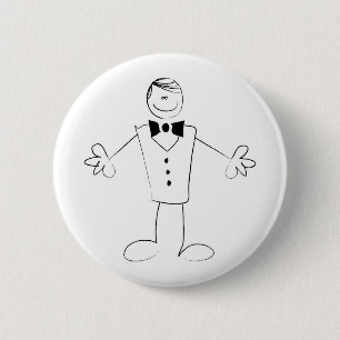 Hugging Groom With Open Arms 2 Inch Round Button