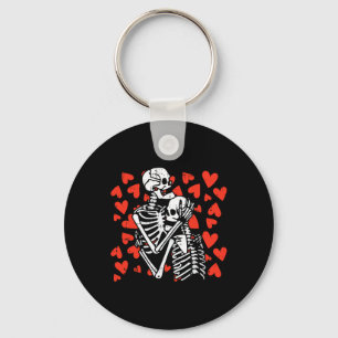 Hugging Hearts Valentines Day Cute Bones Skull Lov Keychain