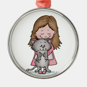Hugging my Kitten - Design for Cat Lovers Metal Ornament
