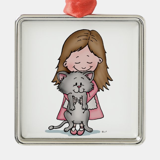 Hugging my Kitten - Design for Cat Lovers Metal Ornament (Front)