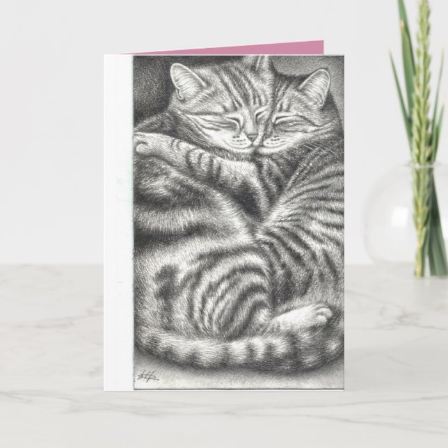 Hugging Tabby Cats Pet Sympathy Card. Card (Front)