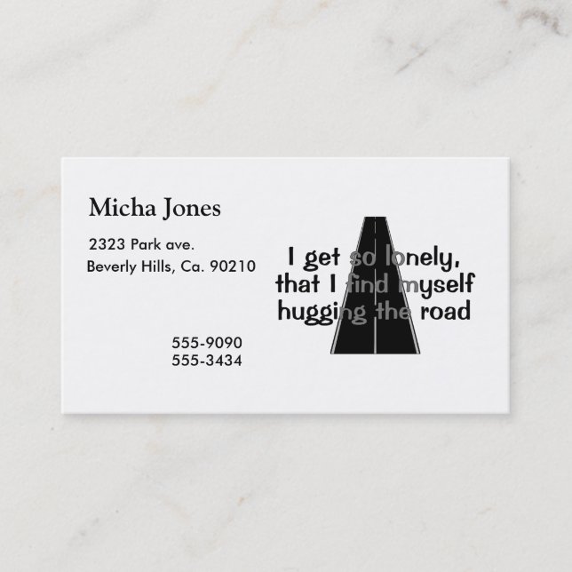 Hugging The Road Business Card (Front)