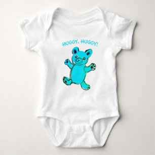 Huggy, huggy, skyblue teddy bear baby bodysuit
