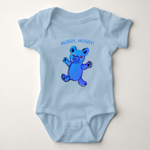 Huggy, huggy, skyblue teddy bear baby bodysuit