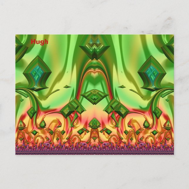 HUGH ~ 3D Design Pattern ~ Christmas Colors~  Postcard (Front)