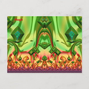 HUGH ~ 3D Design Pattern ~ Christmas Colours~ Postcard