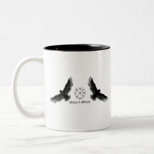 Hugin & Munin   Vegvisir   Odins Raben   black Two-Tone Coffee Mug