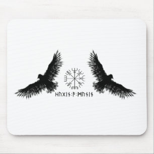 Hugin & Munin Vegvisir Odins Raben schwarz Mouse Pad