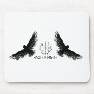 Hugin & Munin | Vegvisir | Odins Raben | schwarz Mouse Pad