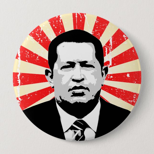 Hugo Chavez 4 Inch Round Button (Front)