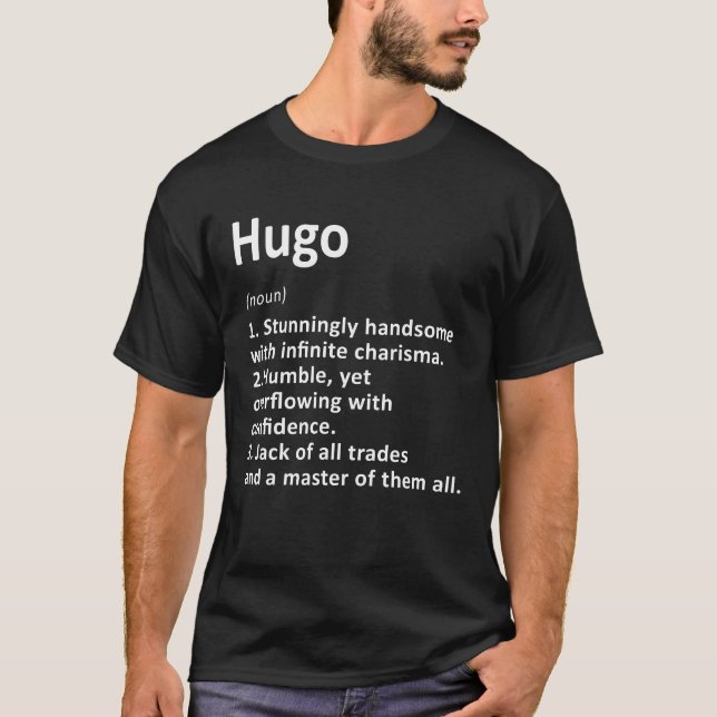Hugo Definition Personalized Name Funny Birthday G T-Shirt (Front)