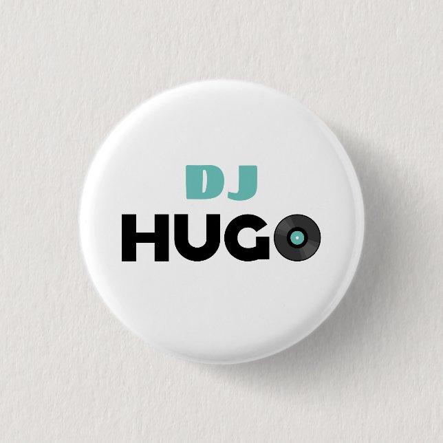 Hugo DJ 1 Inch Round Button (Front)