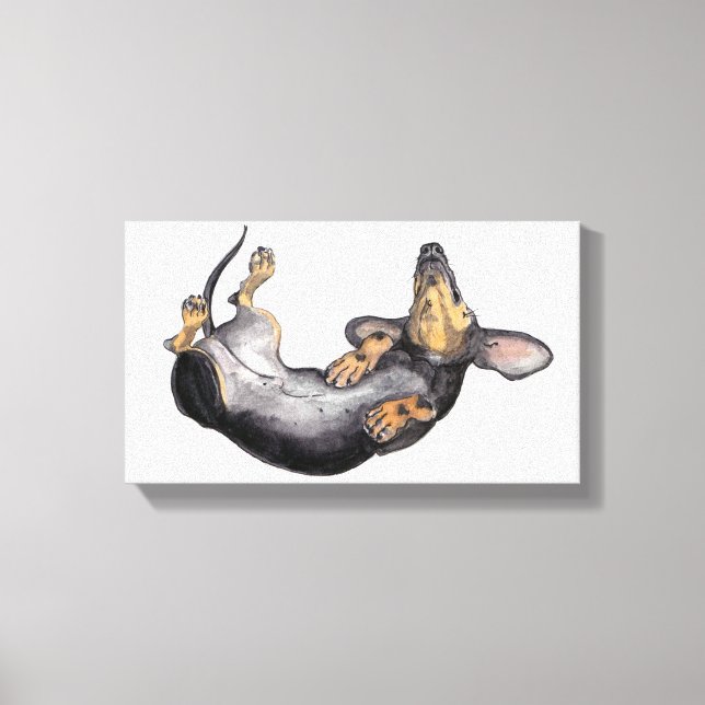 Hugo le dachshund dormir toile murale art (Recto)