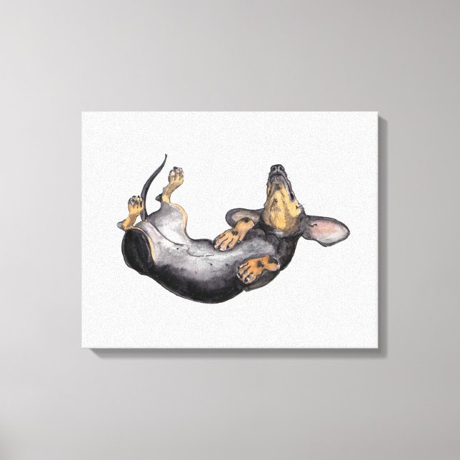 Hugo the dachshund sleeping canvas wall art (Front)