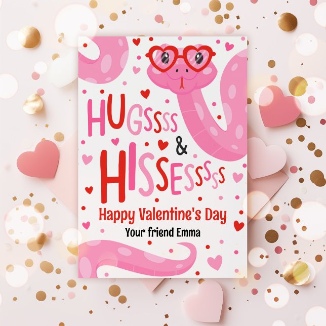 Hugs And Hisses Snake Valentine Classroom Card (Creator Uploaded)