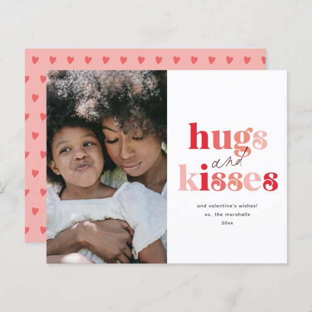 Hugs and Kisses Budget Photo Valentine's Day Card (Front/Back)