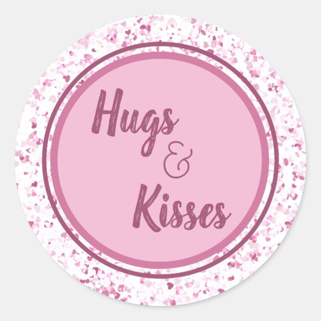 Hugs and Kisses Classic Round Sticker (Front)