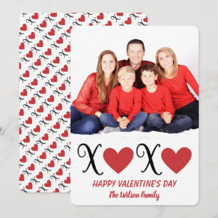 Hugs and Kisses Family Portrait Valentine's Day Holiday Card