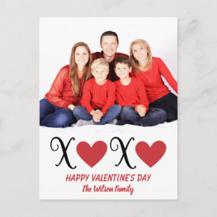Hugs and Kisses Family Portrait Valentine's Day Postcard