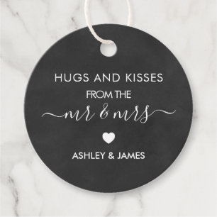 Hugs and Kisses from the Mr and Mrs, Chalkboard Favour Tags