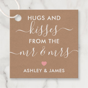 Hugs and Kisses from the Mr and Mrs Kraft & Pink Favour Tags