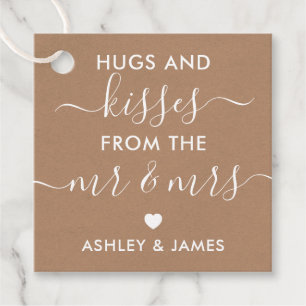 Hugs and Kisses from the Mr and Mrs Tag, Kraft Favour Tags