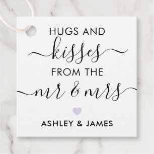 Hugs and Kisses from the Mr and Mrs Tag, Lavender Favour Tags