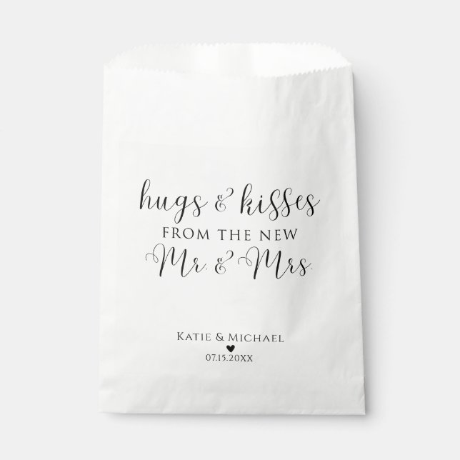 Hugs and Kisses from the New Mr and Mrs Favour Bag (Front)