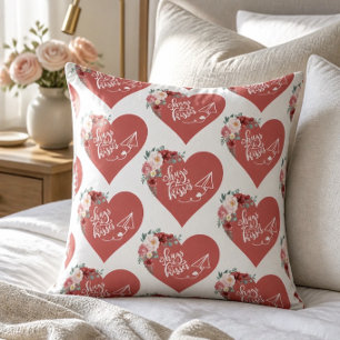Hugs and Kisses Heart Pillow