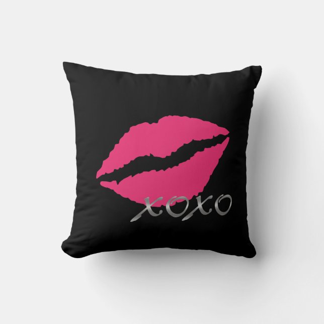 Hugs and Kisses in Silver Throw Pillow (Front)