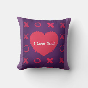 Hugs and Kisses Iove you heart throw pillow