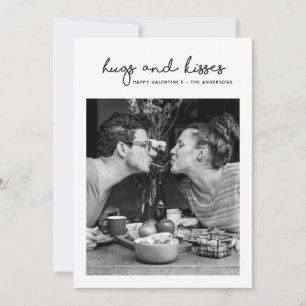 Hugs and kisses Modern minimalist photo Valentines Holiday Card