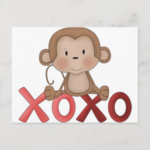Hugs and Kisses monkey Postcard