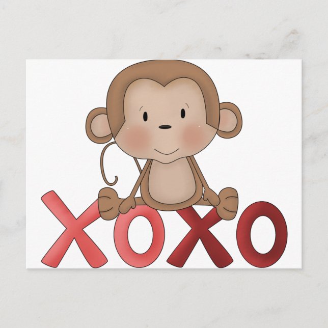Hugs and Kisses monkey Postcard (Front)