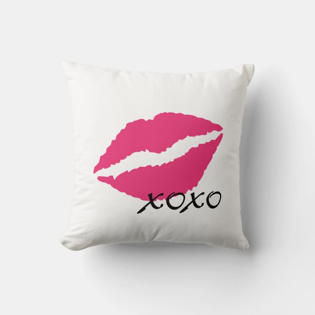 Hugs and Kisses on White Throw Pillow (Front)