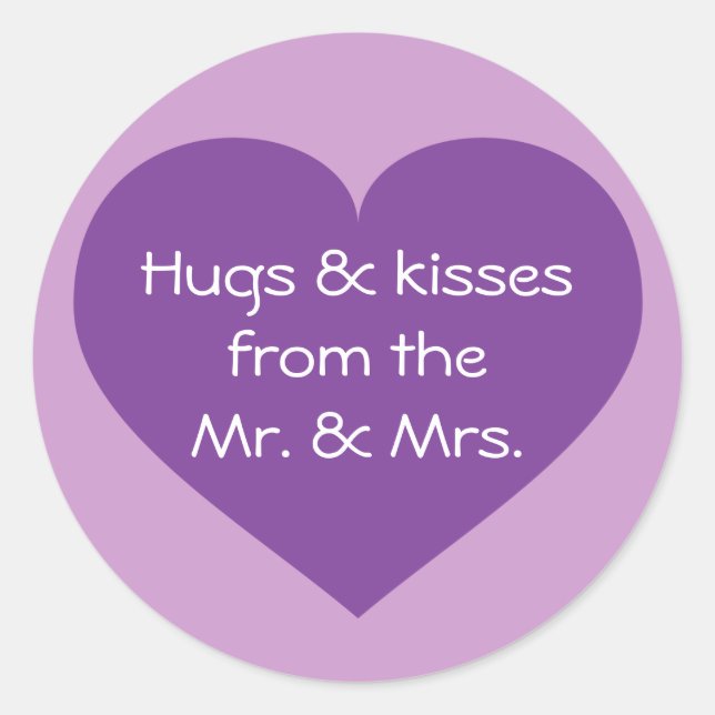Hugs and Kisses Purple Heart Classic Round Sticker (Front)