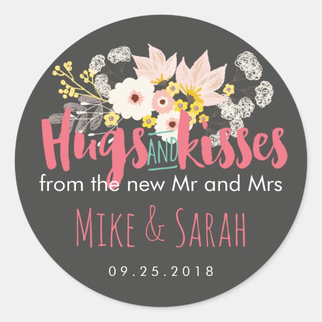 Hugs and Kisses Spring Flower Bouquet Sticker (Front)