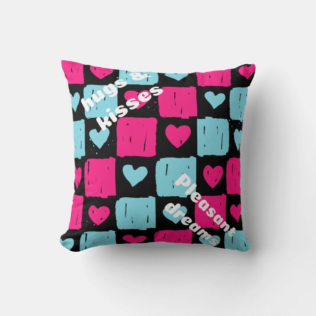 Hugs and kisses throw pillow (Front)