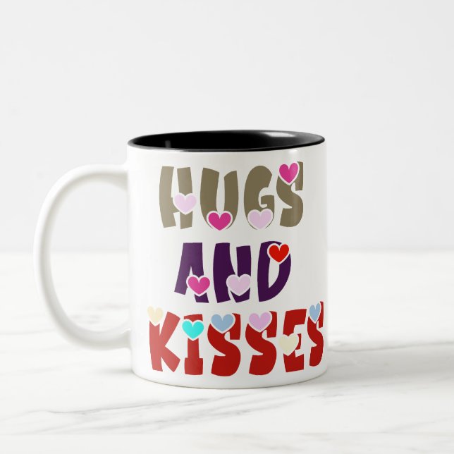 Hugs and Kisses Two-Tone Coffee Mug (Left)
