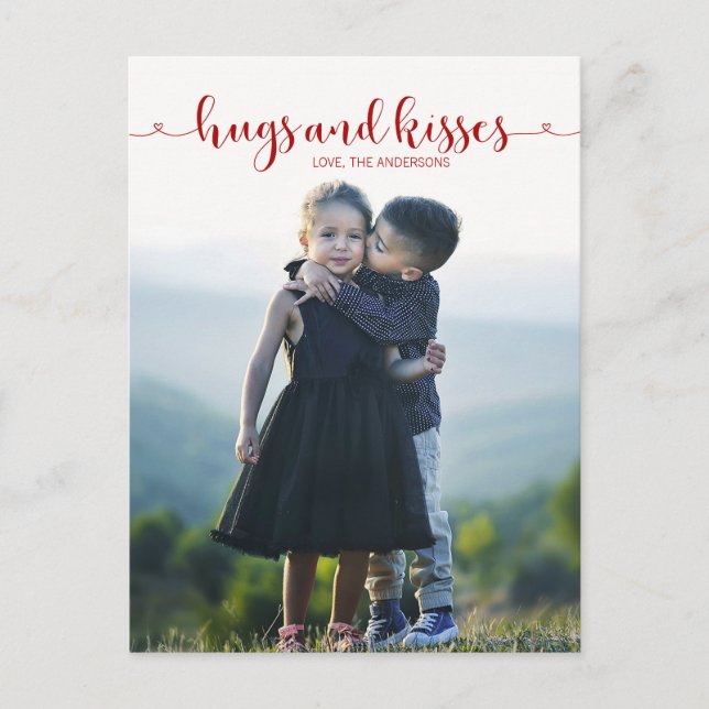 Hugs and Kisses Valentine's Day Photo Postcard (Front)