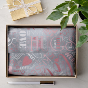 Hugs and Kisses Word Cloud Pink/Silver ID286 Tissue Paper