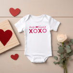 Hugs and Kisses XOXO Girl Valentine's Day Baby Bodysuit<br><div class="desc">For your little Valentine,  a custom "hugs and kisses XOXO" tee shirt design in pink and red with a heart accent.  Perfect for Valentine's Day!</div>