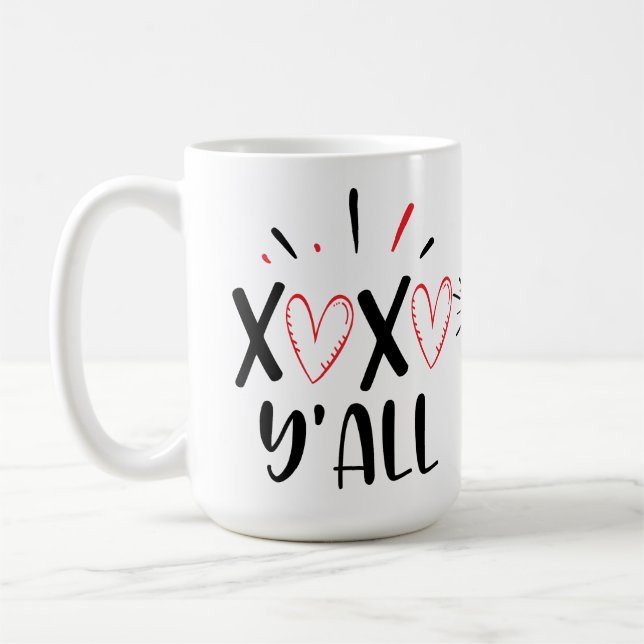 Hugs and kisses y'all coffee mug (Left)