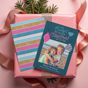 Hugs Are so in Season This Year Fun Family Photo Holiday Card