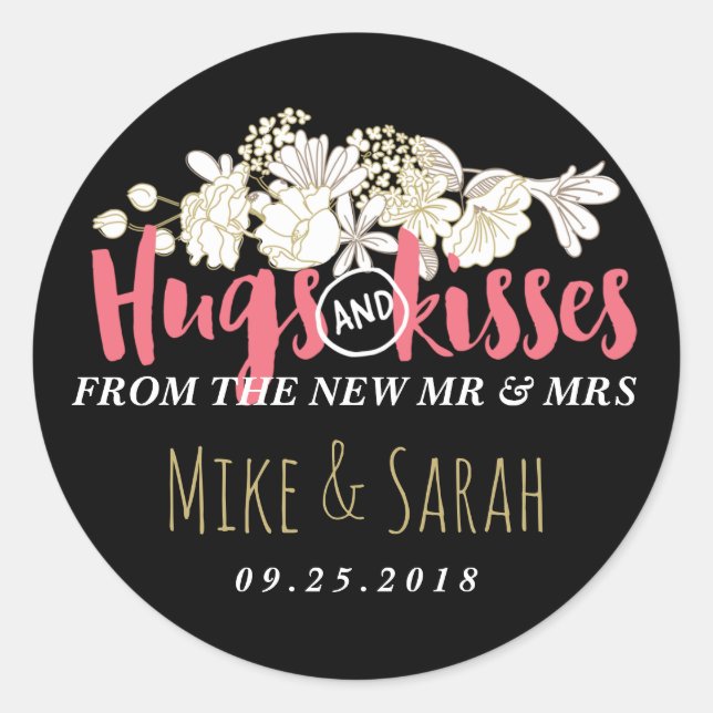 Hugs Baisers Sticker Mariage M. et Mme Floral (Devant)