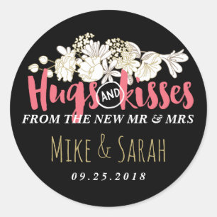 Hugs Baisers Sticker Mariage M. et Mme Floral