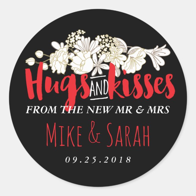 Hugs Baisers Sticker Mariage M. et Mme Flower (Devant)