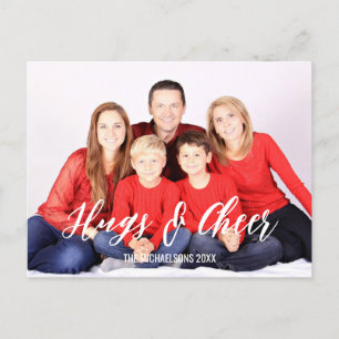 Hugs & Cheer Christmas Family Photo Holiday Postcard
