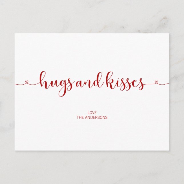Hugs et baisers Carte postale Saint Valentin (Devant)