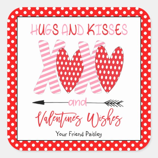 Hugs et baisers Enfants Valentines Stickers (Devant)